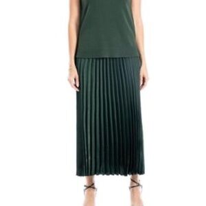 max studio knee length midi Elegant hunter Green accordion Pleated Skirt s 4